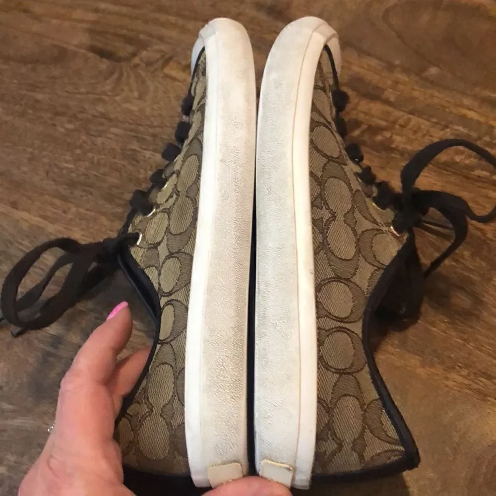 COACH brown “Empire” canvas sneakers brown size 8B - Picture 12 of 13